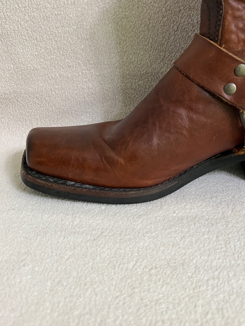 Frye Harness Boots Women’s 8 M Cognac Brown Leather USA Made Motorcycle Cowgirl - Picture 10 of 16